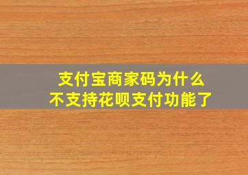 支付宝商家码为什么不支持花呗支付功能了