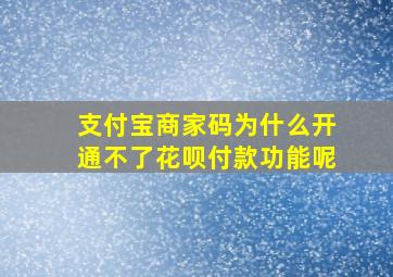 支付宝商家码为什么开通不了花呗付款功能呢