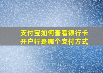 支付宝如何查看银行卡开户行是哪个支付方式