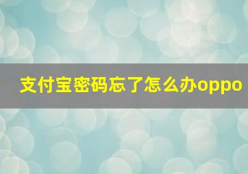 支付宝密码忘了怎么办oppo