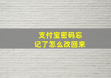 支付宝密码忘记了怎么改回来