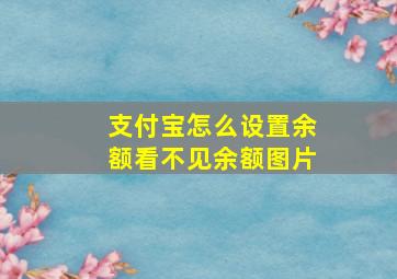 支付宝怎么设置余额看不见余额图片