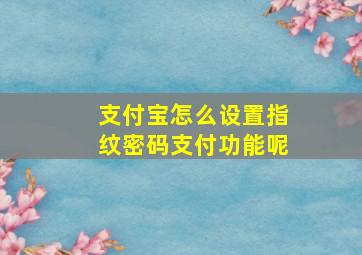 支付宝怎么设置指纹密码支付功能呢