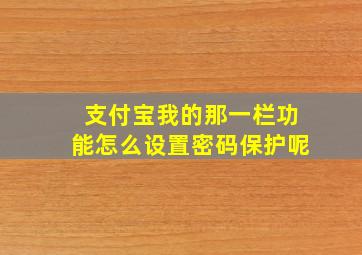 支付宝我的那一栏功能怎么设置密码保护呢