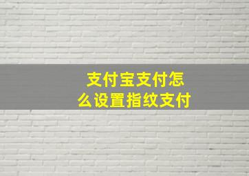 支付宝支付怎么设置指纹支付