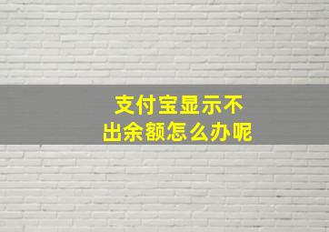 支付宝显示不出余额怎么办呢