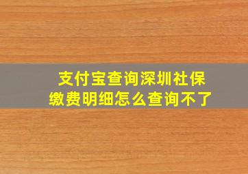 支付宝查询深圳社保缴费明细怎么查询不了