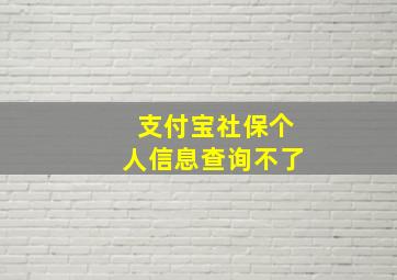 支付宝社保个人信息查询不了