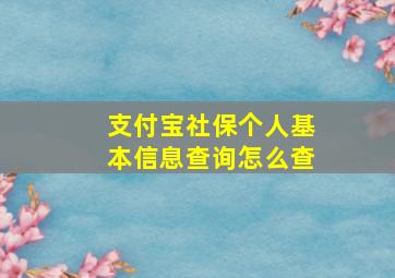 支付宝社保个人基本信息查询怎么查