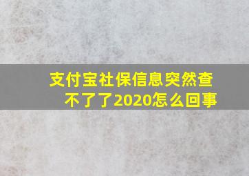 支付宝社保信息突然查不了了2020怎么回事