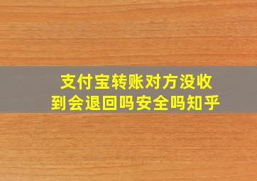 支付宝转账对方没收到会退回吗安全吗知乎