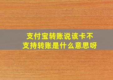 支付宝转账说该卡不支持转账是什么意思呀