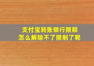 支付宝转账银行限额怎么解除不了限制了呢