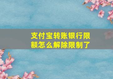 支付宝转账银行限额怎么解除限制了