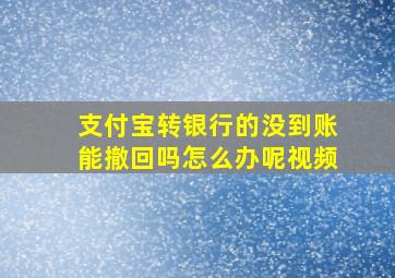 支付宝转银行的没到账能撤回吗怎么办呢视频