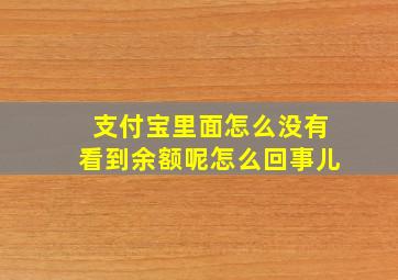 支付宝里面怎么没有看到余额呢怎么回事儿