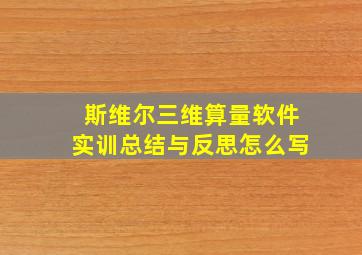 斯维尔三维算量软件实训总结与反思怎么写