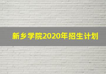 新乡学院2020年招生计划