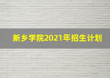 新乡学院2021年招生计划