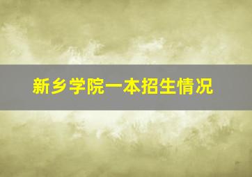 新乡学院一本招生情况