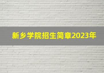 新乡学院招生简章2023年