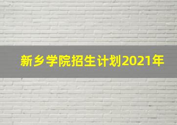 新乡学院招生计划2021年