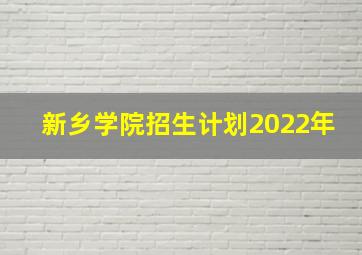 新乡学院招生计划2022年