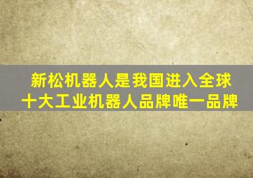 新松机器人是我国进入全球十大工业机器人品牌唯一品牌