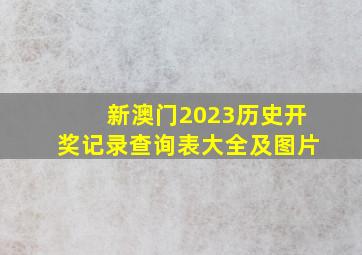 新澳门2023历史开奖记录查询表大全及图片