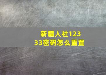 新疆人社12333密码怎么重置