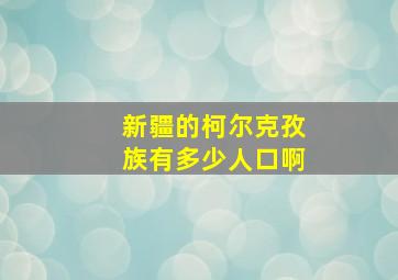 新疆的柯尔克孜族有多少人口啊