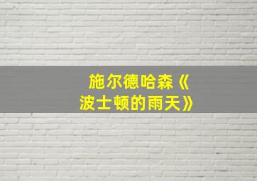 施尔德哈森《波士顿的雨天》