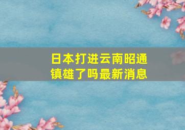 日本打进云南昭通镇雄了吗最新消息