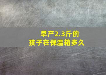 早产2.3斤的孩子在保温箱多久