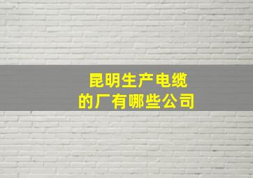 昆明生产电缆的厂有哪些公司