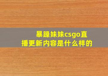 暴躁妹妹csgo直播更新内容是什么样的