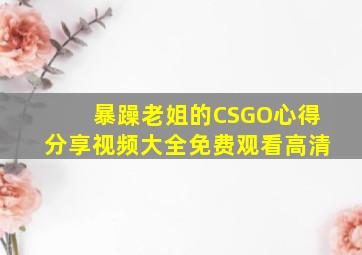 暴躁老姐的CSGO心得分享视频大全免费观看高清