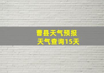 曹县天气预报天气查询15天