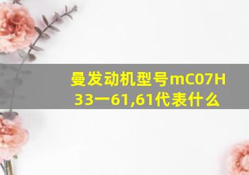 曼发动机型号mC07H33一61,61代表什么