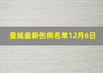 曼城最新伤病名单12月6日