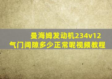 曼海姆发动机234v12气门间隙多少正常呢视频教程