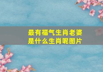 最有福气生肖老婆是什么生肖呢图片