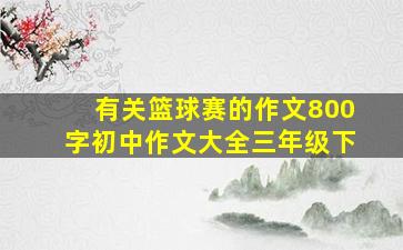 有关篮球赛的作文800字初中作文大全三年级下