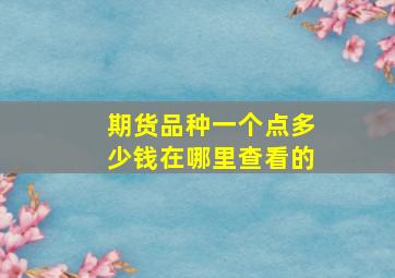 期货品种一个点多少钱在哪里查看的