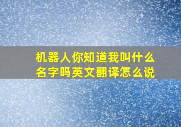 机器人你知道我叫什么名字吗英文翻译怎么说