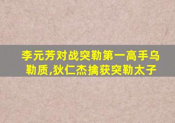 李元芳对战突勒第一高手乌勒质,狄仁杰擒获突勒太子