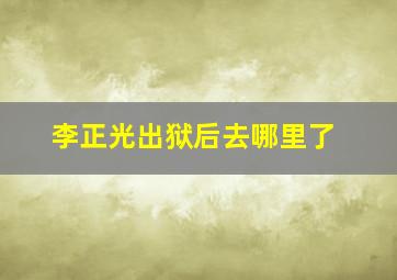 李正光出狱后去哪里了