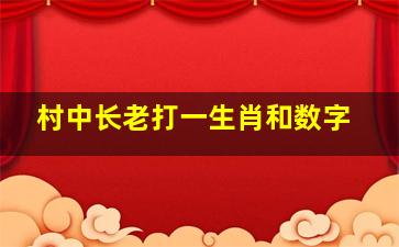 村中长老打一生肖和数字