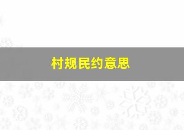 村规民约意思