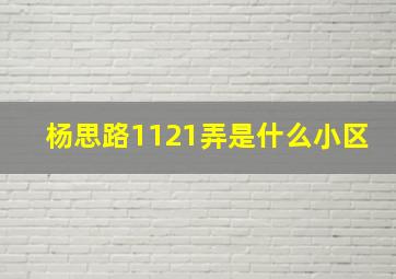 杨思路1121弄是什么小区